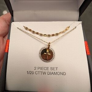 14k gold over silver Cross Necklace